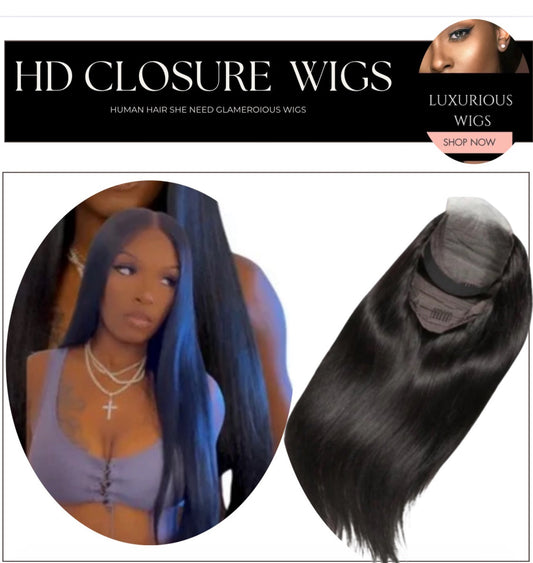 Hd closure wig glueless wig
